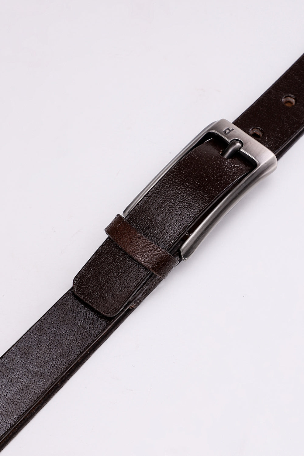 Buckled Thin Leather Belt - Brown