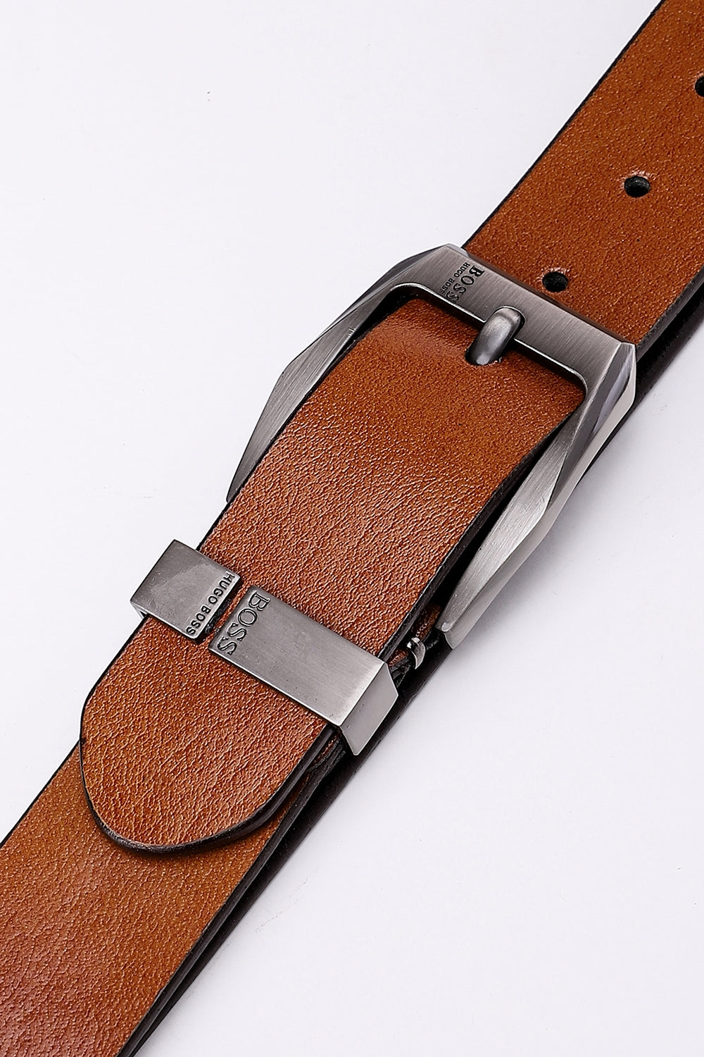 Metal Buckle Plain Leather Belt - Havan
