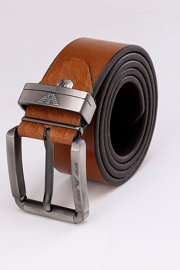Simple Solid Thin Leather Belt - Black