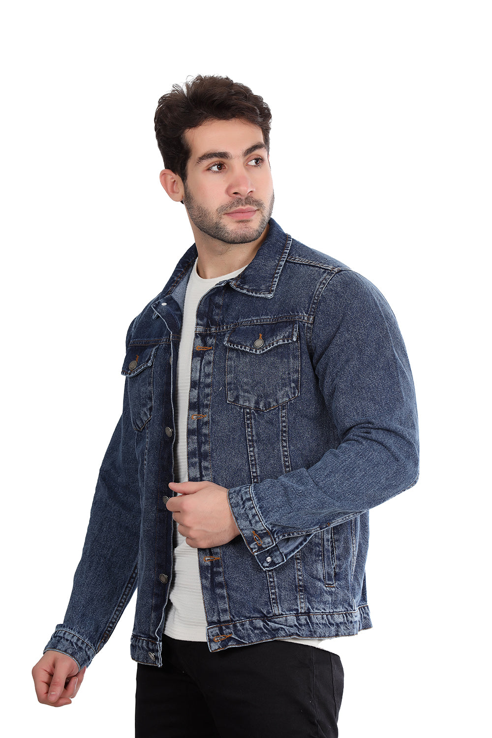 Denim Jacket With Front Pockets - Standard Blue