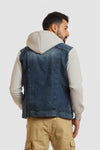 Turn Down Collar Long Sleeves Jeans Jacket --- Heather Grey & Light Blue