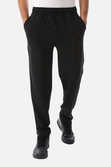 Ribbed Comfy Elastic Black Joggers
