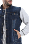 Turn Down Collar Long Sleeves Jeans Jacket --- Heather Grey & Light Blue