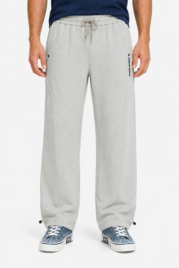 Men’s Casual Wide Leg Jogger Pants – Adjustable Drawstring -Light Grey