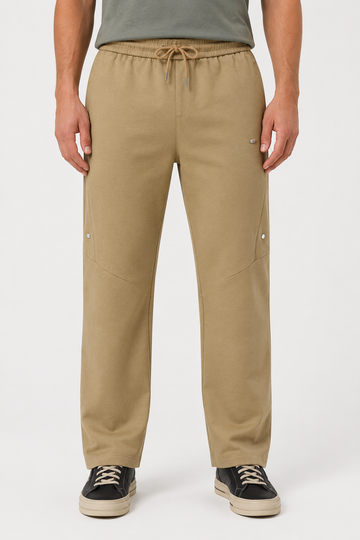 Men’s Casual Wide Leg Jogger Pants – Adjustable Drawstring -Caffe