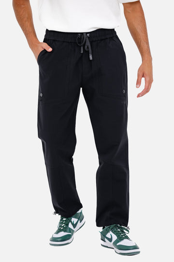 Slip On Plain Black Practical Joggers