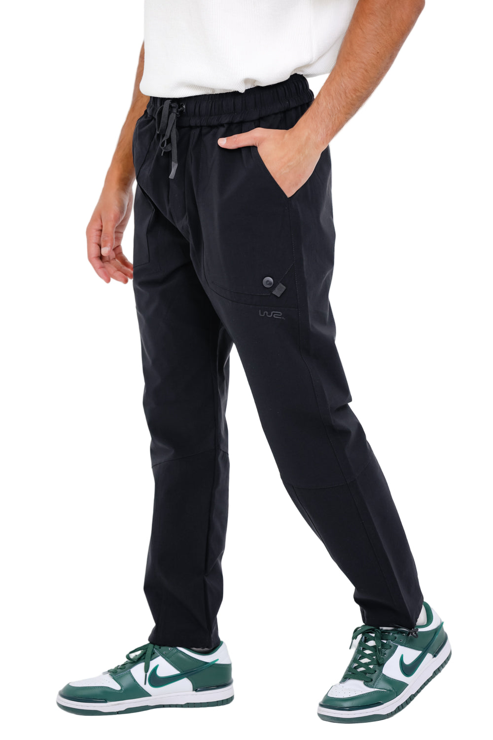 Slip On Plain Black Practical Joggers