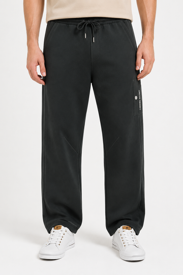 Men’s Casual Wide Leg Jogger Pants – Adjustable Drawstring -Black