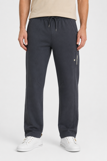 Men’s Casual Wide Leg Jogger Pants – Adjustable Drawstring - Dark Grey