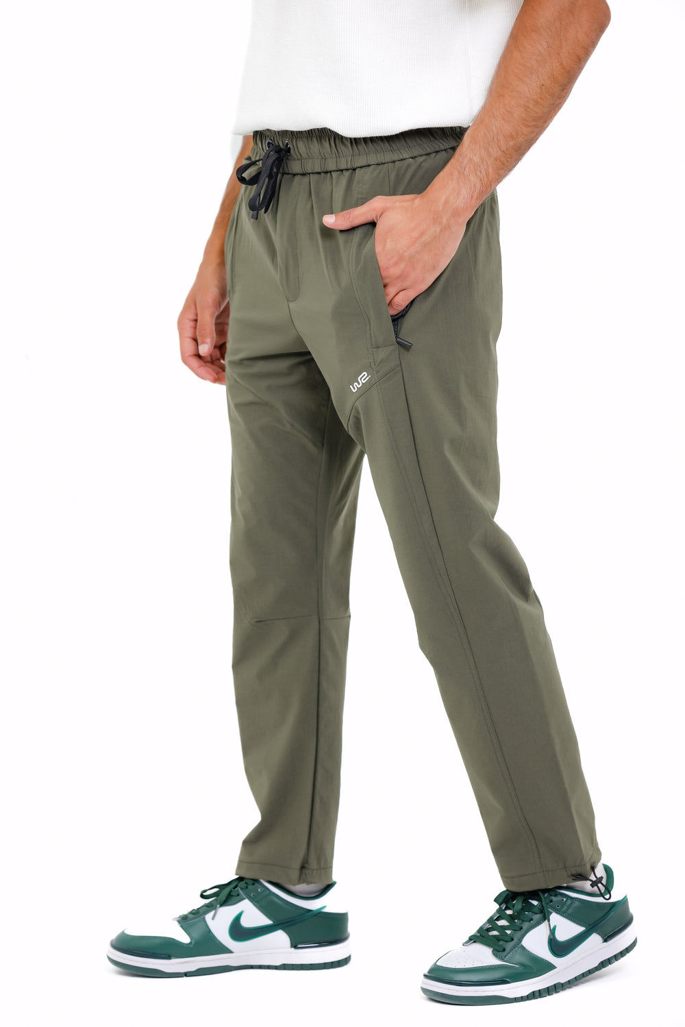 Slip On Plain Olive Practical Joggers