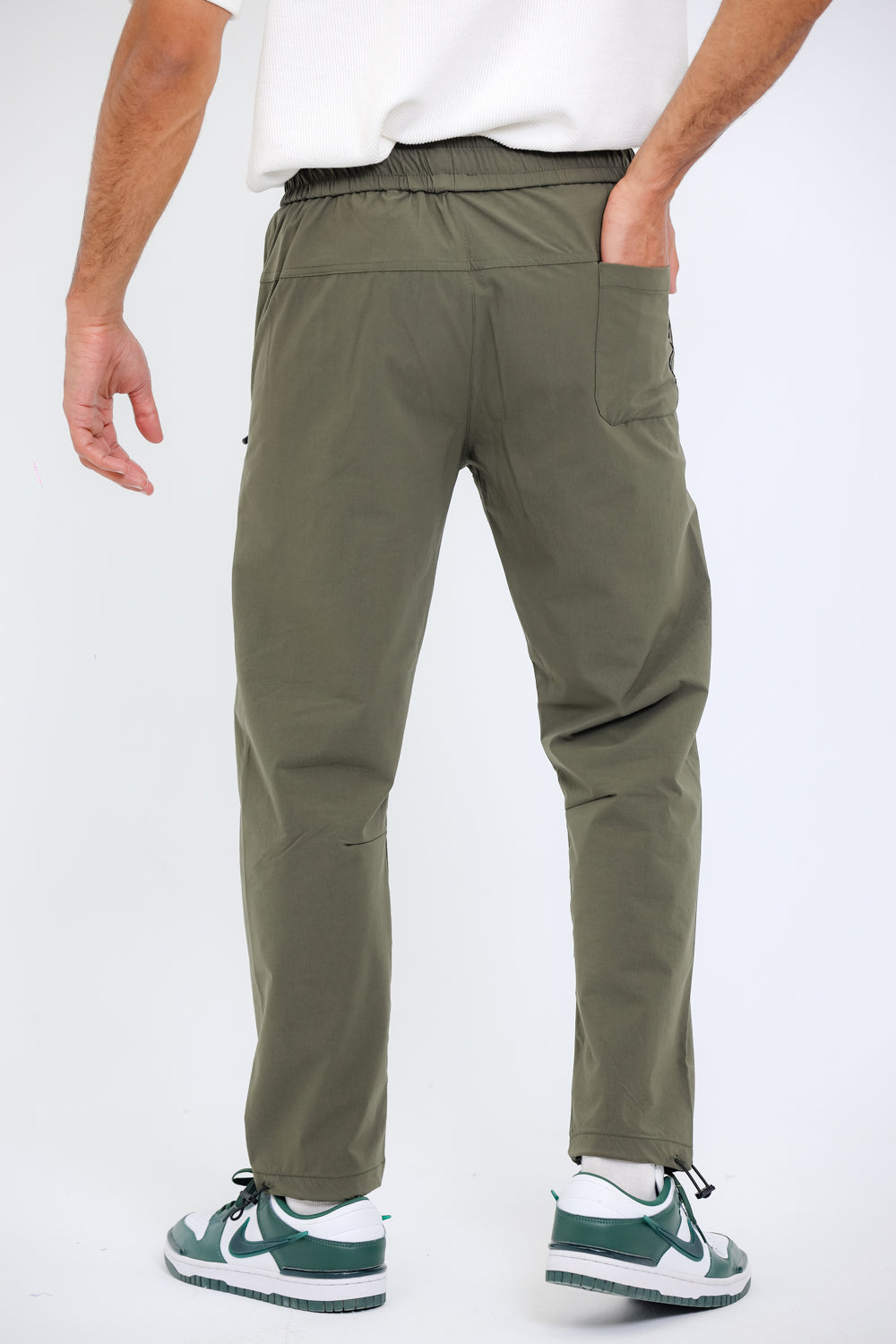 Slip On Plain Olive Practical Joggers