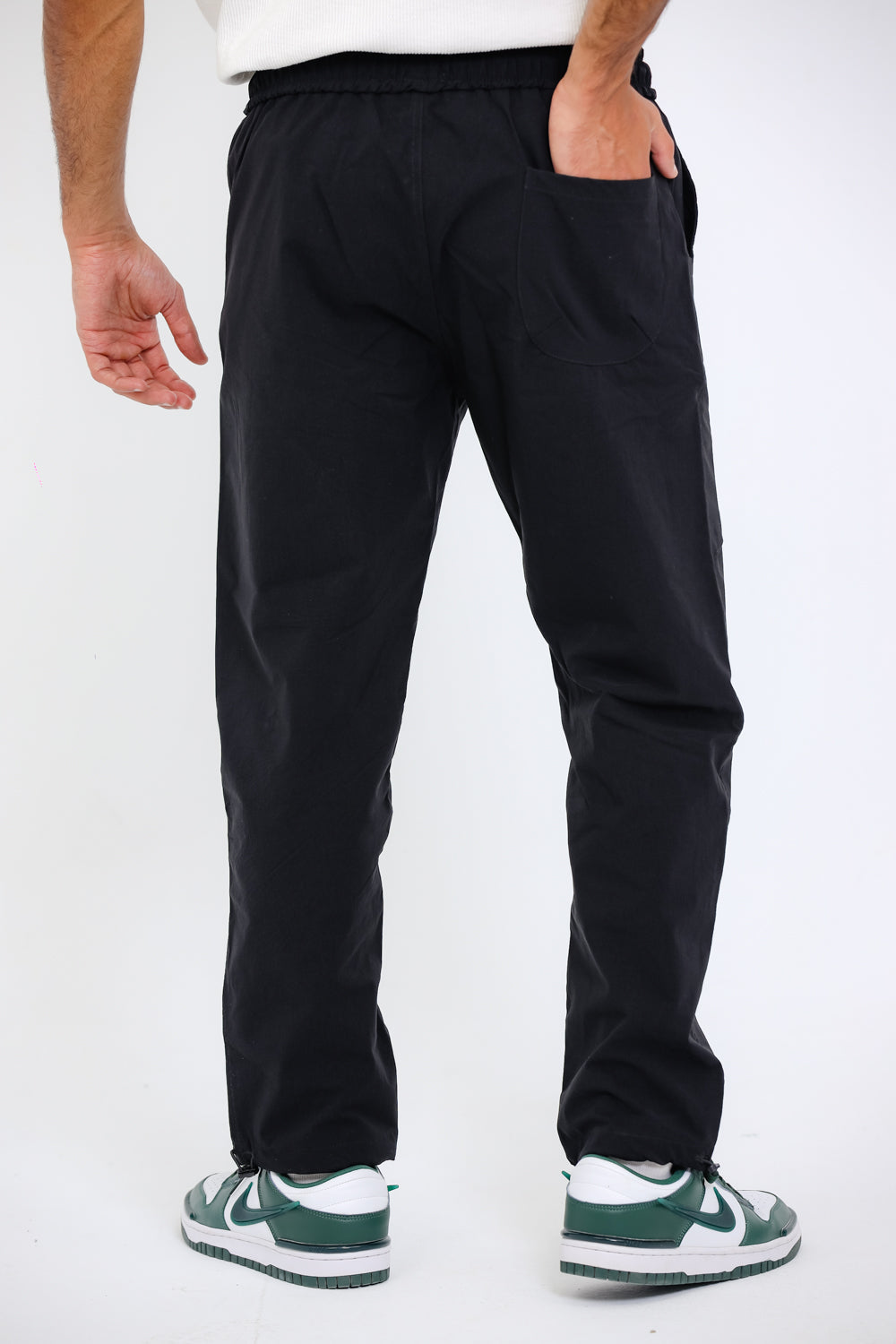 Slip On Plain Black Practical Joggers