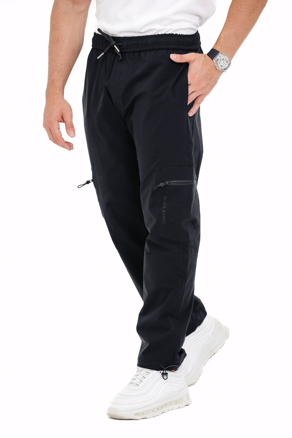 Slip On Plain Black Practical Joggers