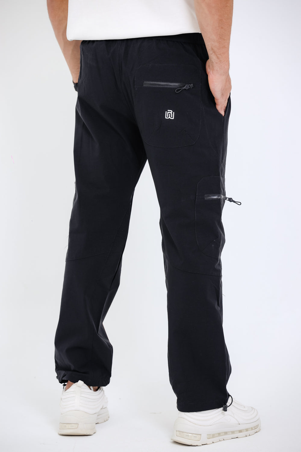 Slip On Plain Black Practical Joggers