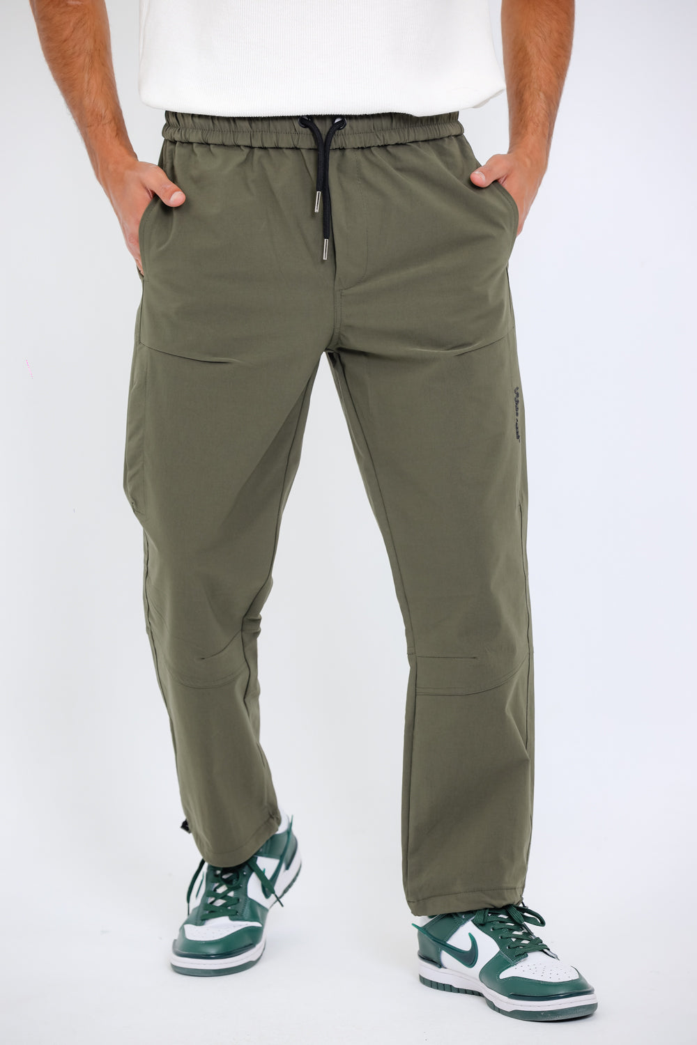 Slip On Plain Olive Practical Joggers