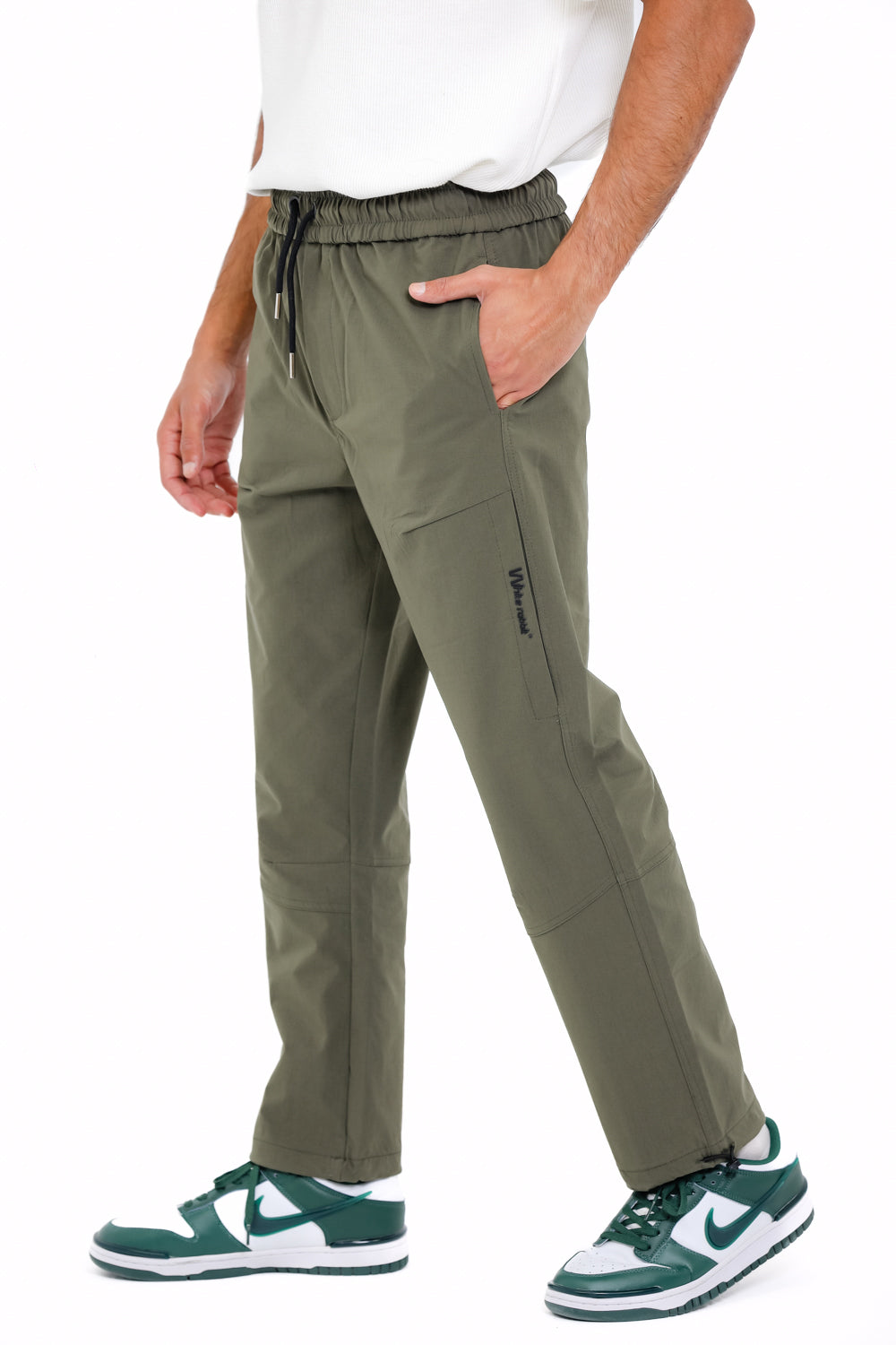 Slip On Plain Olive Practical Joggers