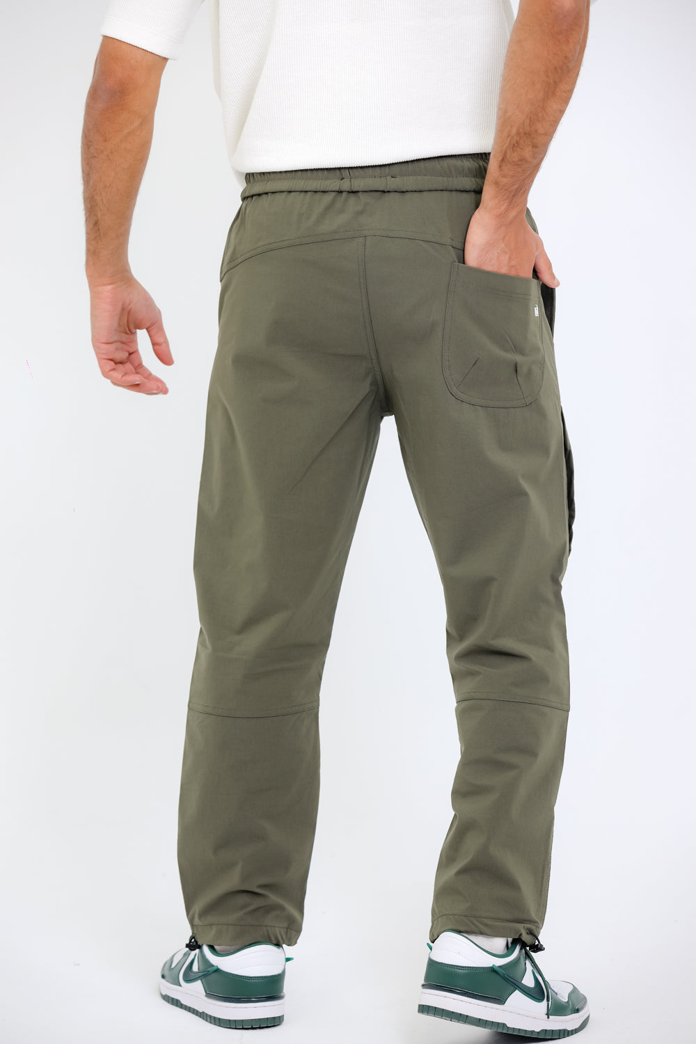 Slip On Plain Olive Practical Joggers