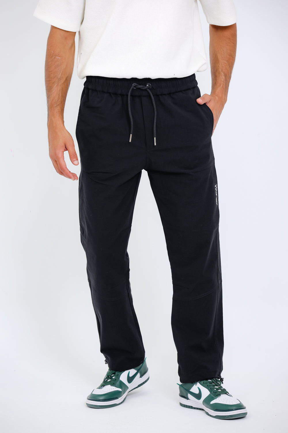 Slip On Plain Black Practical Joggers