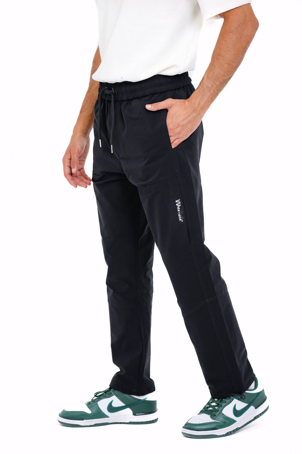 Slip On Plain Black Practical Joggers