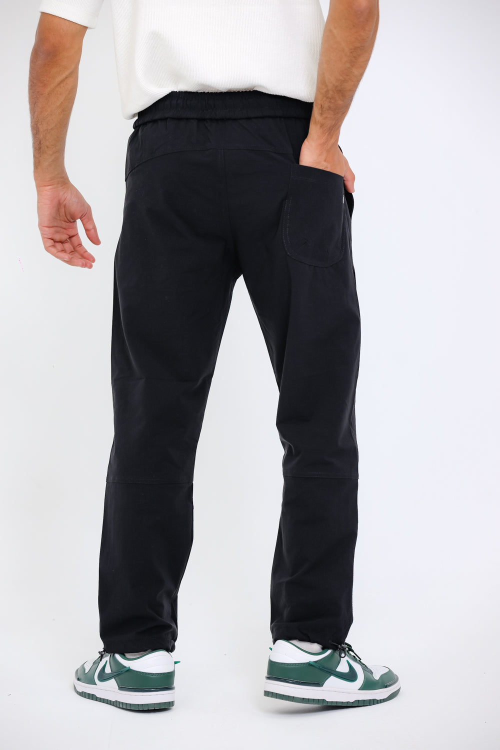 Slip On Plain Black Practical Joggers