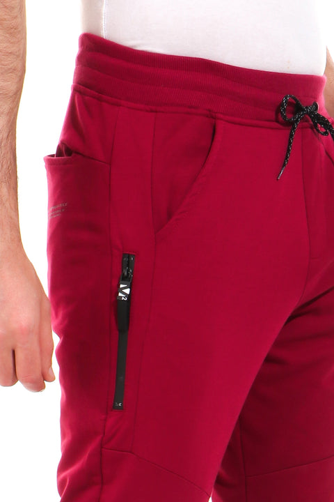 Zipped Pockets Slip On Sweatpants With Hem - Wine