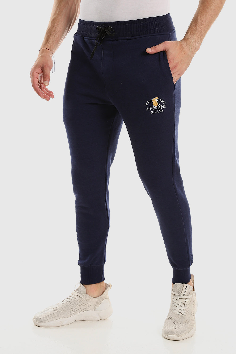 Side Pockets Slip On Cotton Sweatpants With Hem