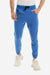 Solid Elastic Waist With Drawstring Pants - Blue
