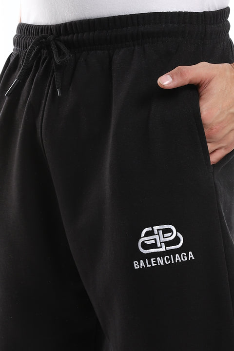 Elastic Waist With Drawstring With Sweatpants *- Black