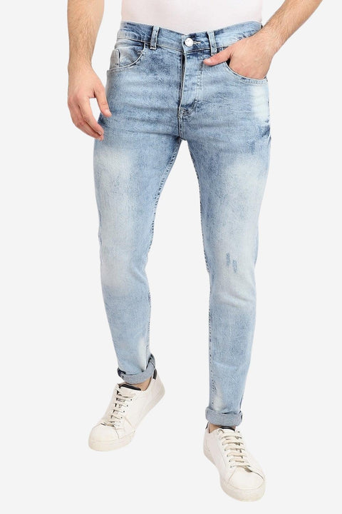 Cotton Slim Fit Solid Jeans - Wash Navy Blue