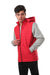 Waterproof Adjustable Hooded Buffer Jacket With Cotton Sleeves - Red
