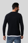 Knitted Acrylic Round Neck Pullover – Black