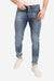 Cotton Slim Fit Scratched Jeans - Ice Blue