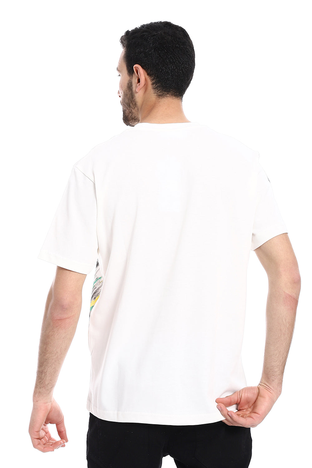 Printed Regular Fit Slip On T-Shirt – White, Yellow & Green