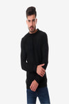 bbed Round Neck Acrylic Pullover -BLACK