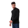 bbed Round Neck Acrylic Pullover -BLACK