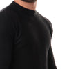 bbed Round Neck Acrylic Pullover -BLACK