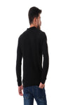 bbed Round Neck Acrylic Pullover -BLACK