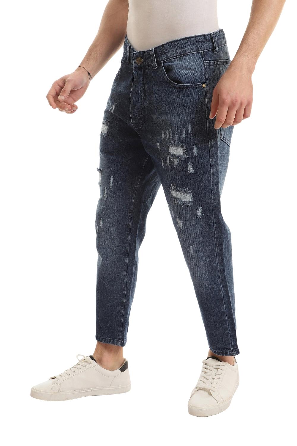 Stylish Ripped Wash Out Casual Jeans - Standard Blue