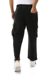 Plain Pattern With 2 Side Pockets Sweatpants - Black