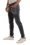 Slim Fit Cotton Jeans With Scratches - Wash Standard Black