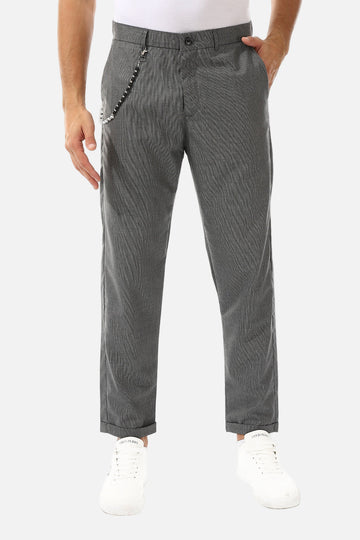 Slub Pattern Classic Chino Pants – Grey