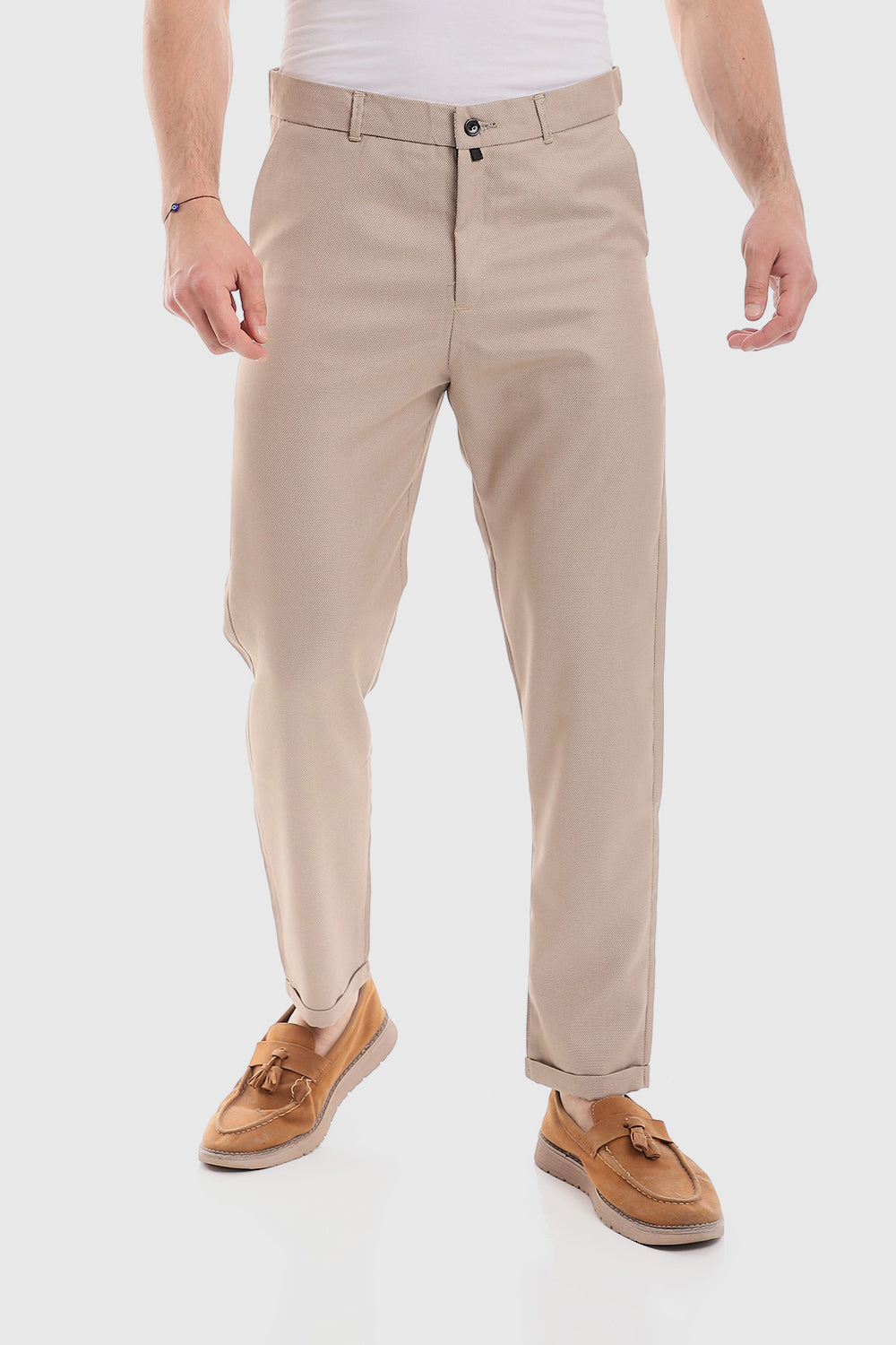 Slub Pattern Classic Chino Pants – Black