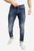  بنطلون جينز قطني سليم فيت مع خدوش - أزرق عادي