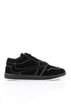 Velour Stitched Black Comfortable Sneakers