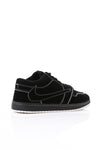 Velour Stitched Black Comfortable Sneakers