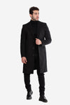 Classic Coat With Slanted Pockets Wool Coat-Black