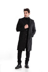 Classic Coat With Slanted Pockets Wool Coat-Black