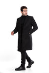 Classic Coat With Slanted Pockets Wool Coat-Black