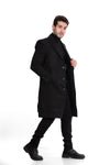 Classic Coat With Slanted Pockets Wool Coat-Black