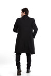 Classic Coat With Slanted Pockets Wool Coat-Black